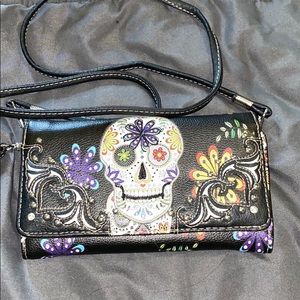 Crossbody wristlet with cell phone pocket